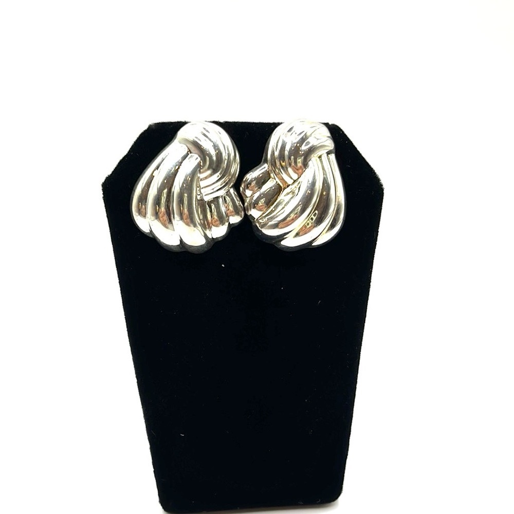 Classic Silver-Tone Knot Clip-On Earrings